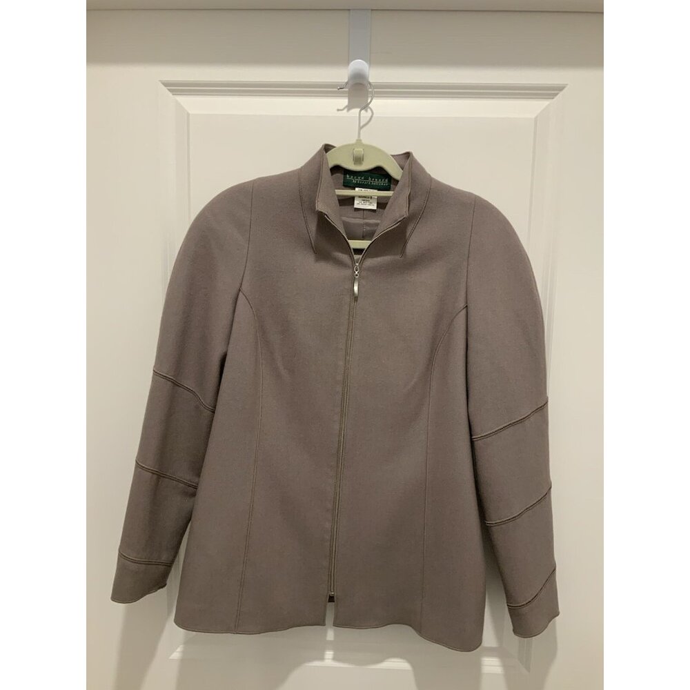 Harve Benard Jacket 8 Womens Gray Wool/Viscose Zip Up